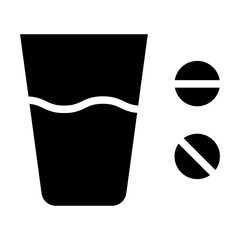 Solid Tablets and water glass icon