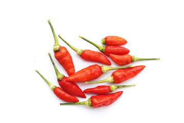 Fresh chili peppers on white background
