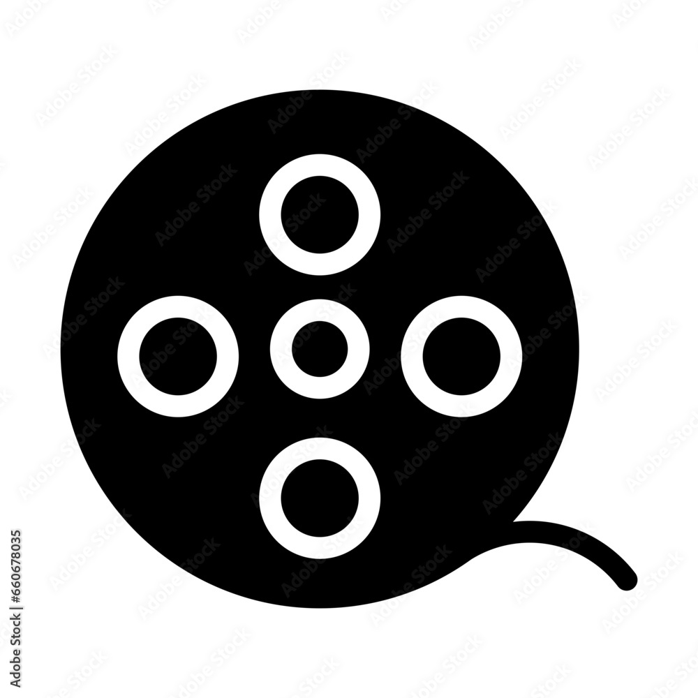 Poster solid cinema reel icon