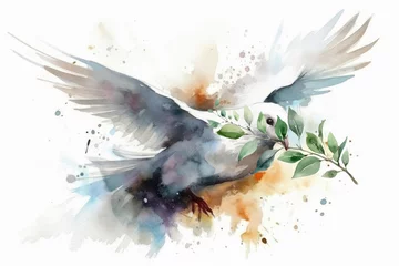 Fotobehang Illustration of a Dove of Peace. Generative AI. © Agustin
