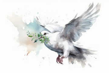 Illustration of a Dove of Peace. Generative AI. - obrazy, fototapety, plakaty