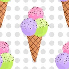 Summer cartoon seamless ice cream pattern for wallpaper and wrapping paper and fabrics and linens for kids