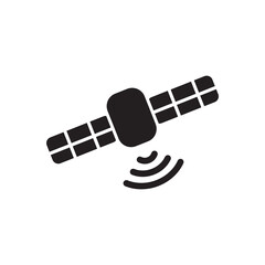 Artificial satelite in orbit around earth. Satellite icon, logo and illustration