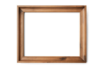 vintage simple wooden picture frame, png file of isolated cutout object with shadow on transparent background.