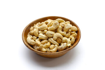 Cashew nuts on white background.