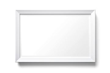 modern minimalist simple white picture frame, png file of isolated cutout object with shadow on transparent background.
