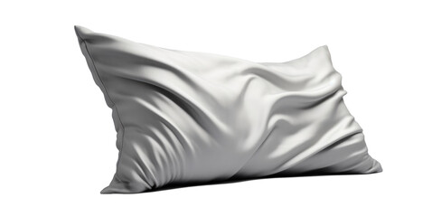 simple crumpled rectangular white bed pillow, png file of isolated cutout object with shadow on transparent background.