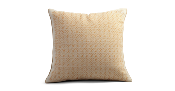 sofa decorative pillow with pattern, png file of isolated cutout object with shadow on transparent background.