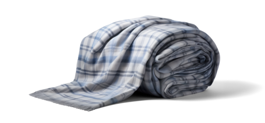 folded warm wool checkered plaid blanket, png file of isolated cutout object with shadow on transparent background.