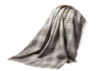 hanging wrapped warm woolen checkered plaid blanket, png file of isolated cutout object with shadow on transparent background. - obrazy, fototapety, plakaty