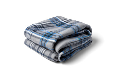 folded warm wool checkered plaid blanket, png file of isolated cutout object with shadow on transparent background.
