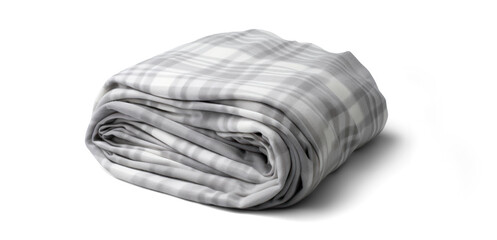 folded warm wool checkered plaid blanket, png file of isolated cutout object with shadow on transparent background.