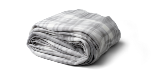 folded warm wool checkered plaid blanket, png file of isolated cutout object with shadow on transparent background.