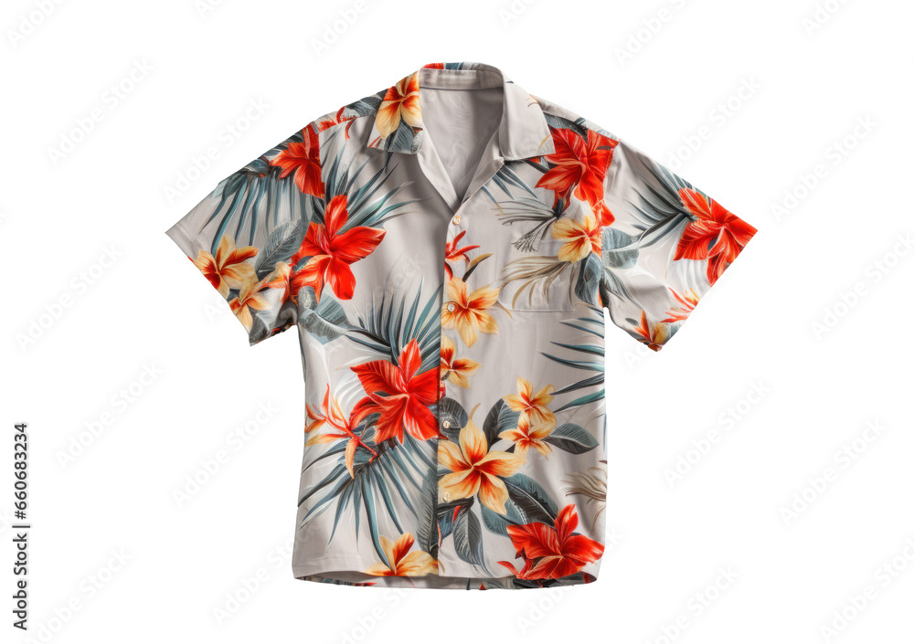 Wall mural floral hawaiian shirt lies, png file of isolated cutout object on transparent background.