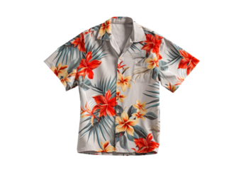 floral hawaiian shirt lies, png file of isolated cutout object on transparent background.