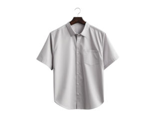 white classic shirt hanging on a hanger, png file of isolated cutout objec on transparent background.