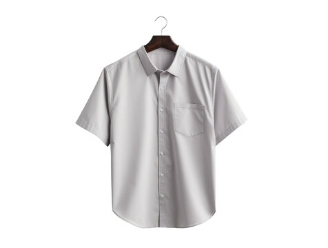 white classic shirt hanging on a hanger, png file of isolated cutout objec on transparent background.