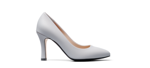 white women's classic heel shoes, png file of isolated cutout object with shadow on transparent background.