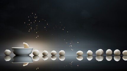 Dongzhi Festival, Celebration, copy space background text , winter solstice festival in China, Traditional Chinese. Shiruko tangyuan rice dumplings,