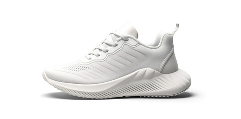 white running sneakers mockup, png file of isolated cutout object with shadow on transparent background.