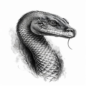 Angry Cobra snake sketch vector illustration image Ai generated art