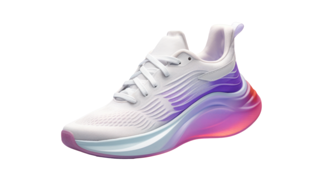 colorful cool running sneakers mockup, png file of isolated cutout object with shadow on transparent background.