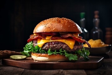 mouthwatering hamburger. Generative AI