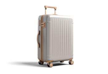 big gray travel suitcase, png file of isolated cutout object with shadow on transparent background.