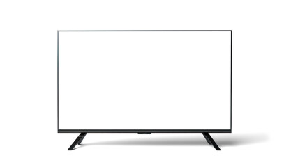 mockup of a large modern black TV, png file of isolated cutout object with shadow on transparent background.