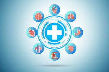 Telemedicine concept with medical elements