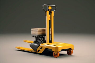3D illustrated rendering of a pallet jack skid lifter. Generative AI