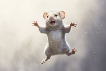 Happy animated rodent leaping ecstatically. Generative AI