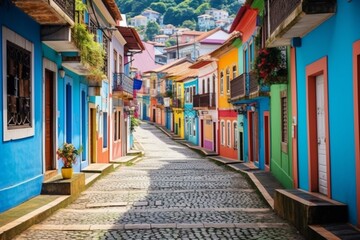 A vibrant city in Brazil known for its rich cultural heritage, colorful festivals, and beautiful beaches. Generative AI - obrazy, fototapety, plakaty