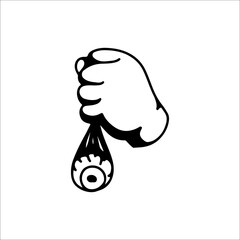 vector illustration of a hand holding an eyeball