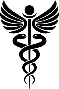 Caduceus Medical snake icon in flat. isolated on transparent background. symbol Medical design and Snake Square Black Reptiles Silhouettes. Abstract sign snake. Vector for apps and website