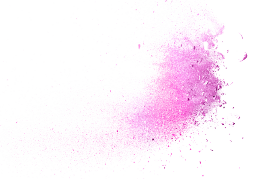 Dry river sand explosion isolated on white or transparent background. Abstract sand cloud. pink colored sand splash against transparent  background.