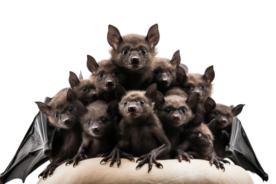 Bat Mothers and Pups Unveiled on isolated background