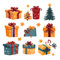 Illustration Vector set of Happy new year and Christmas