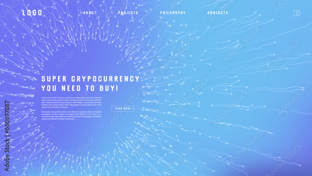 Poster landing page abstract design with expansion of line element. template for website or app with tentac