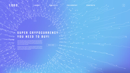 Obraz premium Landing page abstract design with expansion of line element. Template for website or app with tentacle shape.