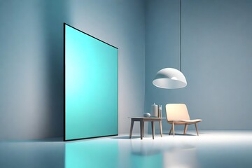 room with blue chair