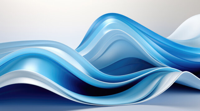 Abstract Thick Fluid Flowing Horizontally In Blues And Silvers