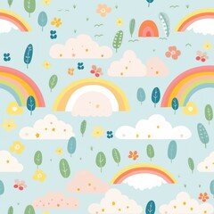 seamless pattern with   Rainbow Delight, Generative AI 