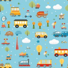 seamless pattern with  Transportation, Generative AI 