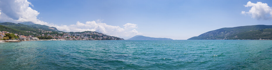 Wide panorama of Herceg Novi, bay of Kotor, Montenegro
