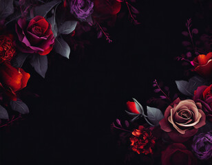 Dark Floral Background with Copy Space for Invitations