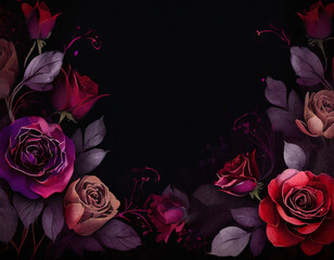Dark Floral Background with Copy Space for Invitations