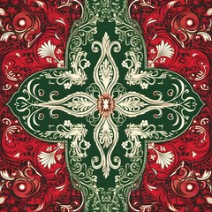 seamless pattern christmas ornament red and green