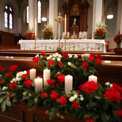 altar of the church christmas setup