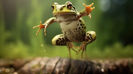 jumping frog pose - obrazy, fototapety, plakaty